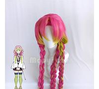 Demon Slayer: Kimetsu No Yaiba Kanroji Mitsuri cosplay wigs 100cm long straight braided heat resistant synthetic hair Halloween Demon Slayer Kimets Kanroji Mitsuri
