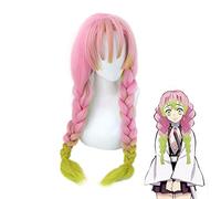 Demon Slayer Kimetsu No Yaiba Kanroji Mitsuri Pink Long Braids Wig Cosplay Costume Heat Resistant Hair Halloween Party Wigs