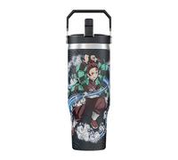 Demon Slayer Kimetsu No Yaiba Tanjiro Tumbler with Lid, 30 Oz Water Cup, Vacuum Insulated, Anime Water Bottle, Reusable Insulated Stainless Steel tumbler for Water, Iced Tea or Coffee