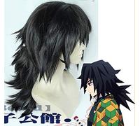Demon Slayer Kimetsu No Yaiba Tomioka Giyuu Wig Heat Resistant Hair Detachable Ponytail Cosplay Costume Wigs + Wig Cap