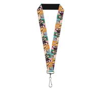 Demon Slayer Lanyard, Demon Slayer Four Character Group Pose Blocks Multi Color, Elastic