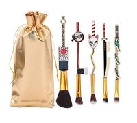 Demon Slayer Makeup Brush Set - 5pcs Anime Peripheral Kimetsu No Yaiba Makeup Brushes Anime Weapon Series Metal Handle Makeup Tools Gift for Fans (Demon Slayer)