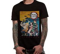 Demon Slayer Official Licensed Merchandise Tanjiro Zenitsu Nezuko Inosuke Group Unisex T-Shirt Tee (XX-Large) Black