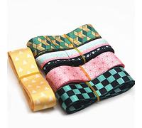 Demon Slayer Ribbon 5PCS 1" x 2Yd/1" x 10Yd Ribbon Assortment for Gift Packaging, Anime Cosplay Kimetsu no Yaiba Gift Packaging Hair Bow Ponytail Rope for Girls Cosplay Daily Wear (5PS)
