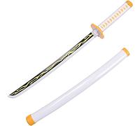 Demon Slayer Sword About 41 inches Bamboo Blade for Cosplay Purpose Exquisite Wood Sword Collectibles and Weapon Prop Various Styles Available, Agatsuma Zenitsu