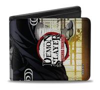 Demon Slayer Wallet, Bifold, Demon Slayer Obanai Iguro Serpent Pose and Title Logo, Vegan Leather