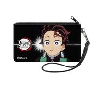 Demon Slayer Wallet, Zip Clutch, Demon Slayer Tanjiro Kamado Pose Black, Canvas, S, Casual