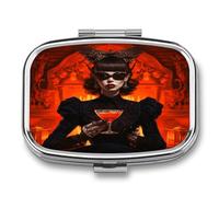 Demon Style Character Pill Box Medicine Pill Organizer Small Pill Case Travel Pill Container Portable Pill Case for Pocket 2 Compartment Pill Holder Pill Boxes for Travel