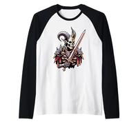 Demon Warrior King of Hell Devil Sword Raglan Baseball Tee