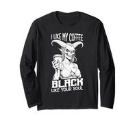 Demon Woman Coffee Lover Black Soul Halloween Funny Caffeine Long Sleeve T-Shirt