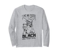 Demon Woman Coffee Lover Black Soul Halloween Funny Caffeine Long Sleeve T-Shirt