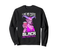 Demon Woman Coffee Lover Black Soul Halloween Funny Caffeine Sweatshirt