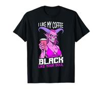 Demon Woman Coffee Lover Black Soul Halloween Funny Caffeine T-Shirt
