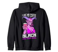 Demon Woman Coffee Lover Black Soul Halloween Funny Caffeine Zip Hoodie
