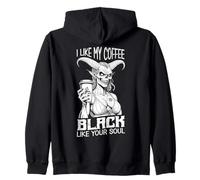 Demon Woman Coffee Lover Black Soul Halloween Funny Caffeine Zip Hoodie