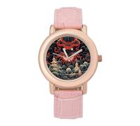 Demon Women's PU Leather Strap Watch Analog Quartz Watch Casual Wristwatch for Home Work