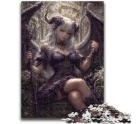 Demonic Angel Young Girl Jigsaws 1000 Pieces for Adults,Challenging Game And Family Play for Is Ideal As A Gift for The Whole Family (38x26cm)
