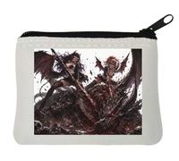 Demonic Girls Slaying Dark Dragon Neoprene Coin Purse Pouch 10x11cm White