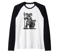 Demonic Guardian Azazel and His Goat Companion Raglan Baseball Tee