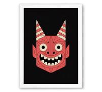 Demonic Mask Boho Framed Wall Art Print A2 (59.4×42cm) White, Wall Decor for Living Room, Bedroom, Office & Home, Ready to Hang, Art Gift