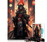 Demonic Samurai Girl Jigsaw Puzzle 1000 Piece for Teenagers Memory Build Vivid Color Playful Challenge Great Gift (38x26cm)