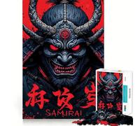 Demonic Samurai Warrior with Red Eyes Jigsaw Puzzle 1000 Piece Calm Game Serene Game Joyful Challenge (50x75cm)