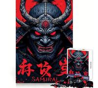 Demonic Samurai Warrior with Red Eyes Jigsaw Puzzles for Adults 1000 Pieces Sharp Mind Bright Color Family Activity Wall Art (38x52cm)