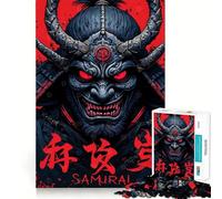 Demonic Samurai Warrior with Red Eyes Jigsaw Puzzles for Adults 1000 Pieces Sharp Mind Bright Color Family Activity Wall Art (38x52cm)