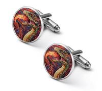 Demonic Snake with Fire Men's Cufflinks Tuxedo Cuff Links Dress Shirt Tie Accessories for Business Weddings