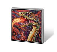 Demonic Snake with Fire Square Pin Brooch Badge Button Stylish Aluminum Decor for Backpacks Hats