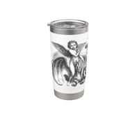 Demonic Winged Character Riding A Two Headed Dragon Cut Out Stainless Steel Insulated Tumbler