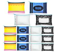 Demonwer 12 Pcs Back to School Gifts Pencil Case 4 Style Patterns Pencil Pouch Cute Pencil Box Pencil Bag for Classroom Prize Back to School Favor Supplies