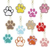 Demonwer 12 Pcs Dog Paw Diamond Keychains Kit DIY Pet Paw Diamond Keychains Dog Paw Diamond Art for Beginners Adults Art Craft Supplies Gift