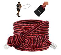 DEMPROS 680g Weighted Flow Rope for Men & Women - Heavy Rope Training Tool for Mobility, Coordination & Low-Impact Cardio (Black Red Braided, 16mm)