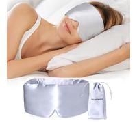 DEMPROS Mulberry Silk Sleep Mask, Luxury Eye Mask for Sleeping for Women Men with Adjustable Band, Eye Sleeping Cover with Soft Pressureless Blackout Design in Large Size for Back and Side Sleepers