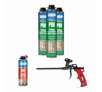 Demsun 850 ml P90 3Pcs Acoustic & Thermal Expanding Foam Kit with Gun & Cleaner, Gap Filler, Soundproofing Spray, Professional PU Sealant Bundle for Walls & Cavities