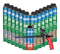DEMSUN P90 Insulation Bundle - 12x Thermal & Acoustic Spray 850ml + C80 Foam Cleaner 500ml + Aluminium Foam Gun | Professional Expanding Polyurethane Insulation Kit