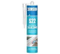 Demsun S22 White Silicone Sealant - Multi-Purpose, Elastic, Mould Resistant, Interior Use for Skirting, Frames, Cracks and DIY Projects - 280ml Cartridge