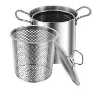 Demsyeq 3.5L Deep Fat Fryer Strainer Stainless Steel Frying Pot With Basket Cooking Oil Filter Jug With Lid Bacon Grease Container With Strainer Pot For Storing Frying And Cooking Grease