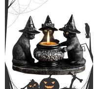 Demsyeq Black Candle Holder | Witch Cat Candle Holder Gothic Decor - Halloween Decorations Black Collectible Figurines for Home Bedroom Fireplace Party Decorations Restaurant Hotel