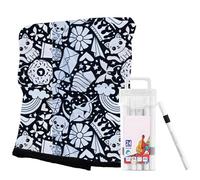 Demsyeq Colouring In Blanket For Adults 152x127x1 Cm Fabric Color Your Own Blankets Black And White DIY Coloring Blankets With Paint Brushes 500g For Couch Sofa Chair Dorm Parties Movie Nights