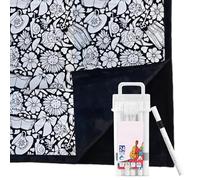 Demsyeq Colouring In Blanket For Adults 152x127x1 Cm Fabric Color Your Own Blankets Black And White DIY Coloring Blankets With Paint Brushes 500g For Couch Sofa Chair Dorm Parties Movie Nights