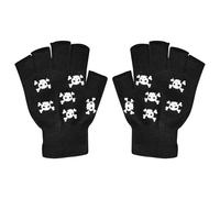 Demsyeq Halloween Skeleton Gloves | Halloween Half Finger Skeleton Gloves for Cycling - Comfortable Glowing In The Dark for Running, Cycling, Skiing
