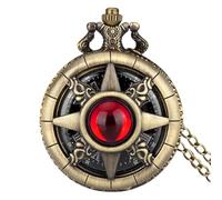 Demsyeq Men's Pocket Watch - Hand Winding Gemstone Pocket Watch with Chain - Vintage Copper Mechanical Pocket Watch for Father's Day, Male Husband