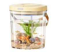 Demsyeq Small Fish Tank - with Light Quiet Oxygen Circulation Clear Bowl - 2000mAh Fish Container - for Bait Fishing Kids Indoor Outdoor Sensory Play Reptile