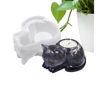 Demsyeq Tealight Candle Holder Resin Molds, Candlestick Epoxy Resin Molds, Flexible Cat Shaped Craft Candlestick Making Mould for Home Decoration Holiday Decor Dining Coffee Table Centerpiece