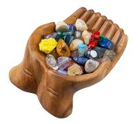 Demsyeq Wooden Bowls for Decor,Exquisite Decorative Bowls - Smooth Stones Display Wooden Shelf for Living Room Dining Room