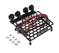DEMULAX 1/10 RC Rock Crawler Roof Rack + 4pcs White Lights, for Axial, SCX10 Model Toy Car Roof Rack
