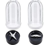 DEMULAX 2 Pack 16OZ Tall Cups with Cross and Flat Blade Combo, for Magic Bullet Blender Juicer 250W MB-1001 Blender Replacement Lid
