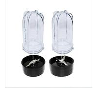 DEMULAX 2 Pack 16OZ Tall Cups with Cross and Flat Blade Combo, for Magic Bullet Blender Juicer 250W MB-1001 Blender Replacement Lid